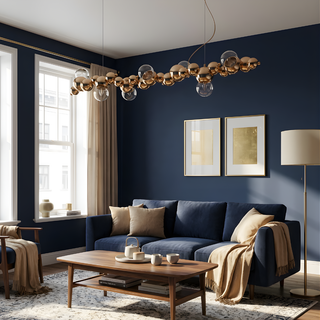 Gold Pendant Lamp – Modern LED Pendant Light with Bubble Glass & Metal Hanging