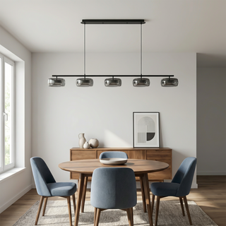 Industrial Ceiling Light – Modern Linear Pendant Light With Smoked Glass Shades