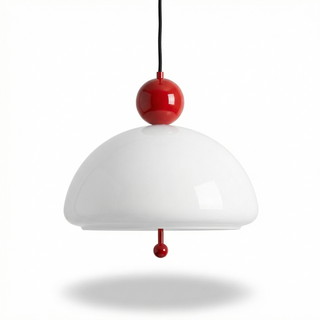 Creamy Glass Pendant Light – Modern LED Bedroom Lamp with Iron Finish Fixture