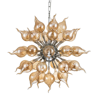 Sputnik Chandelier - Orbistar Brown Blown Glass Light With Adjustable Chain & LED Fixture