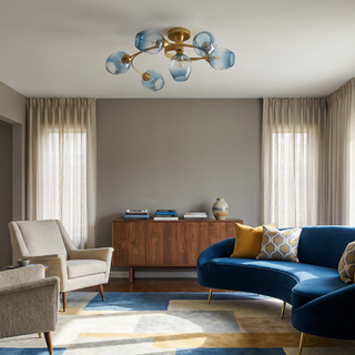 Modern Ceiling Light – Adjustable LED Fixture with Swivel Rings & Colorful Glass Shades