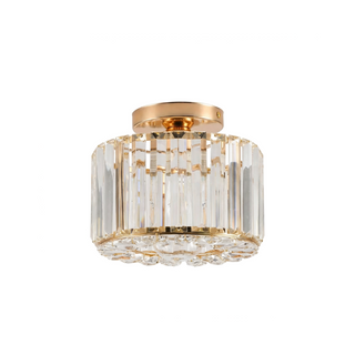 Gold Crystal Ceiling Light – Contemporary Surface Mount Lamp for Dining Room