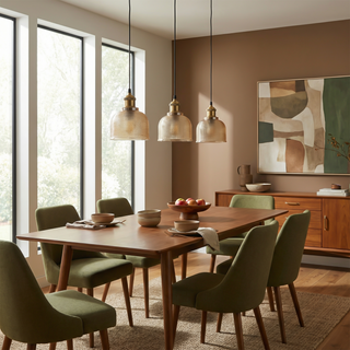 Colored Glass Pendant Light – Modern Dining Room Lighting With Amber Shade