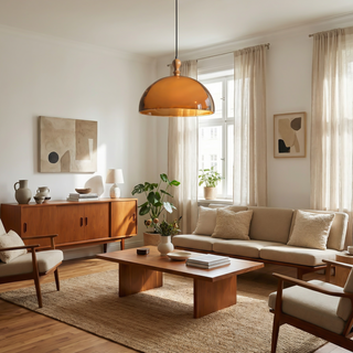 Brown Acrylic Pendant Light – Modern Dining Room Chandelier With Warm Ambient Lighting