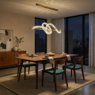 Modern Crystal Chandelier – Elegant Brushed Steel Fixture for Living Room Lighting