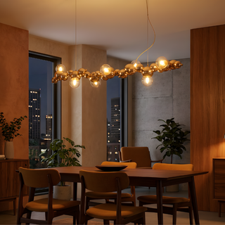 Gold Pendant Lamp – Modern LED Pendant Light with Bubble Glass & Metal Hanging