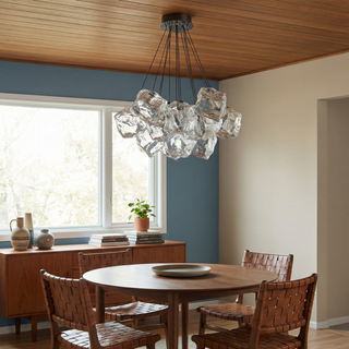 Designer Chandelier – Modern Frosted Glass Light With Soft Ambient LED Lighting