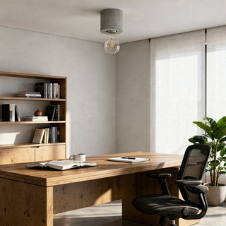 Gray Concrete Ceiling Light – Modern Living Room Lighting Fixture | Minimalist Design