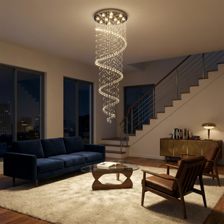 Gold Ceiling Light – Prestige Crystal Ceiling Lamp with Luxury Metal Pendant