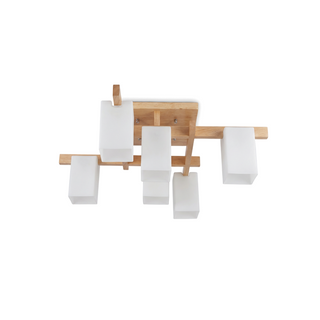 Japandi minimalist wood LED ceiling light soft illumination detail