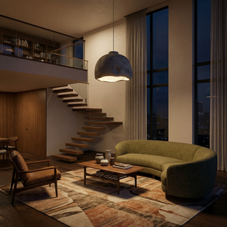LED Polymer Chandelier – Modern Pendant Light with Natural Polymer Shade