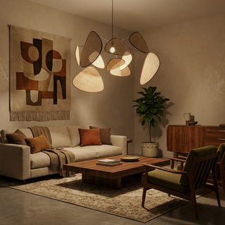 Bohemian Bamboo Chandelier – Handcrafted Woven Pendant Light With E27 Socket