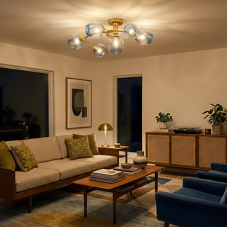 Modern Ceiling Light – Adjustable LED Fixture with Swivel Rings & Colorful Glass Shades