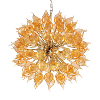 Orange sputnik chandelier — dandelion amber glass ceiling fixture