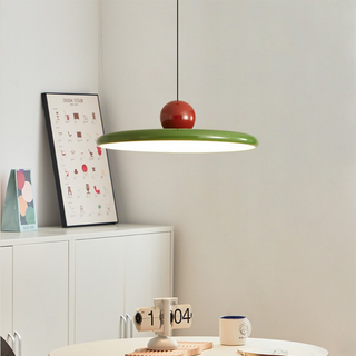 Minimalist metal pendant lamp with warm ambient bedroom light