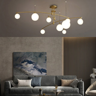 White iron frame Nordic chandelier glass ball pendant light