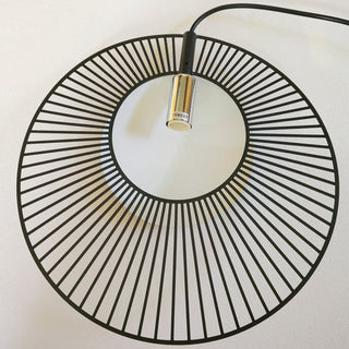 Minimalist metal pendant lamp detail — black contemporary ceiling light