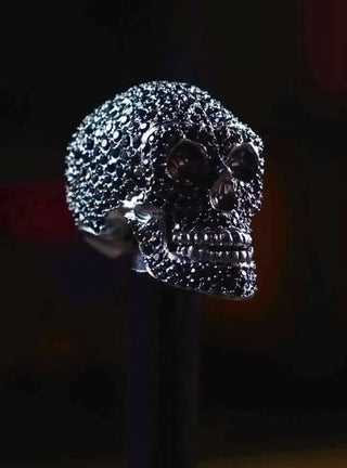 Black Swarovski skull handle handmade Italian luxury walking cane side view