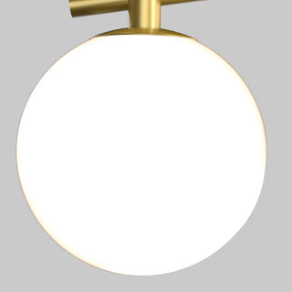 White iron Nordic chandelier glass ball pendant close-up