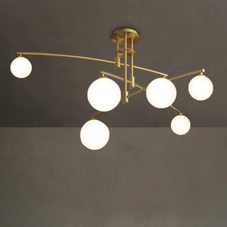 Nordic glass chandelier white iron frame glass ball ceiling