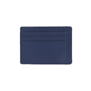 blue leather card holder haven genuine italian leather rfid blocking wallet front view