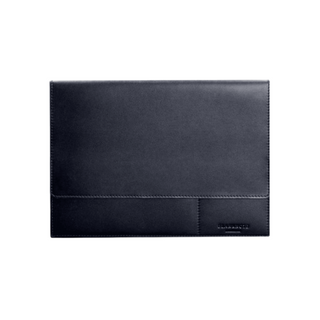 leather document folder handmade blue leather organizer magnetic closure front view
