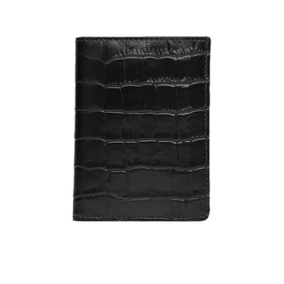 men's leather wallet haven slim crocodile embossed rfid blocking billfold black burgundy top view