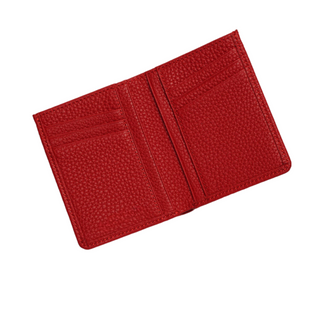 minimalist leather wallet haven slim card case pebble calf skin red design close-up