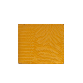 italian leather card case haven luxury men's slim wallet lizard texture multiple slots front view