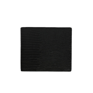 italian leather card case haven luxury men's slim wallet lizard texture multiple slots top view