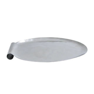 steel serving tray rikan polished stainless leaf roll design hammered texture front view