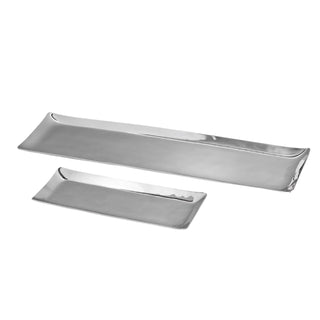 hammered metal tray rikan stainless steel two size tray set front view