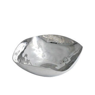 asymmetrical steel bowl rikan polished hammered finish modern decorative centerpiece front view