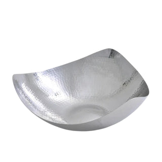 triangle snack bowl rikan stainless steel hammered texture triangular serving dish front view