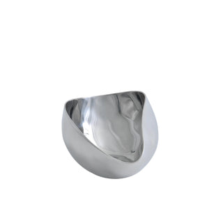 crumple bowl rikan polished stainless steel small sauce bowl textured serving dish front view