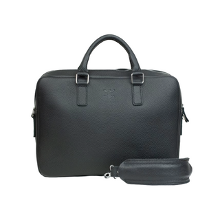 leather briefcase elegant business bag adjustable shoulder strap front view
