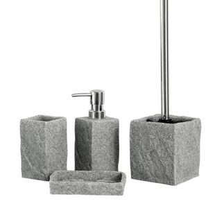 luxury coordinated bath accessories set soap dispenser toothbrush holder front view