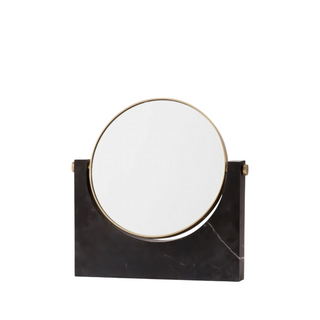 marble elegant vanity bathroom mirror clear reflection frame side view