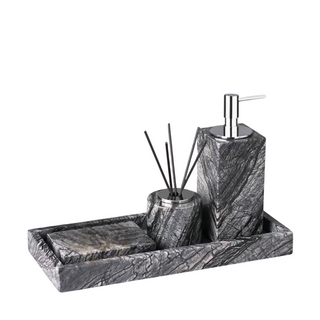 marble bathroom accessories elegant soap dispensers soap trays set top view