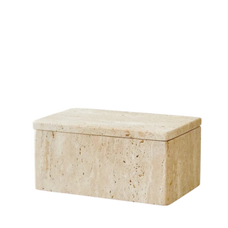 travertine natural stone organizer box elegant rustic storage solution front view