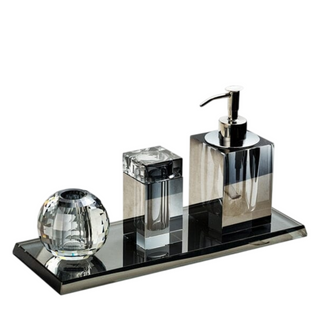 crystal glass luxury bathroom set soap dispenser tray accessories angle view