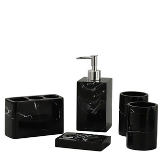 black marble bathroom set white veined luxury modern design lifestyle view
