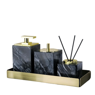 Ensemble de salle de bain en marbre noir – Accessoires de salle de bain de luxe et articles de toilette élégants