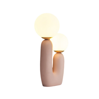 Modern twin orbs lamp front — elegant warm ambient design