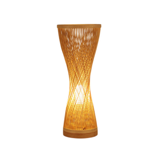 Natural woven lamp bird nest — cozy living room side angle