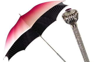 Black and white luxury umbrella Swarovski crystal handle front