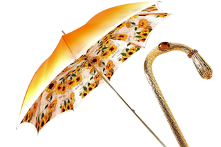Sunflower double canopy luxury umbrella 24K gold handle front