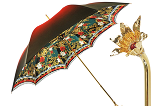 Gold plated luxury umbrella Swarovski crystal handle front