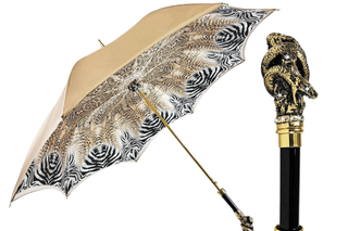 Animalier luxury umbrella gold snake handle front view