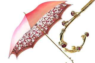 Light pink floral luxury umbrella 24K gold UV protection front